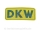 Schriftzug (Folie) DKW klein - Hintergrund gelb und mit gr&uuml;ner Schrift &quot;DKW&quot;