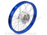 Speichenrad - 16 Zoll (Felge 1,50x16 Alu blau, Nabe Tuning Alu, Speichensatz verchromt) 16&quot; passend f&uuml;r alle Moped-Typen