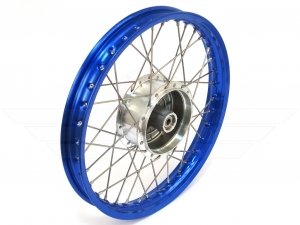 Speichenrad - 16 Zoll (Felge 1,50x16 Alu blau, Nabe Tuning Alu, Speichensatz Edelstahl) 16&quot; passend f&uuml;r alle Moped-Typen