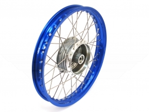 Speichenrad - 16 Zoll (Felge 1,50x16 Alu blau, Nabe Alu, Speichensatz Edelstahl) 16&quot; passend f&uuml;r alle Moped-Typen