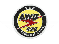 Patch mit Schriftzug "AWO 425" gelb/rot