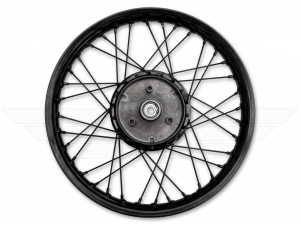 Speichenrad - 16 Zoll (Felge 1,50 x 16 Aluminium schwarz, Nabe Aluminium schwarz Tuning, Speichensatz Kleeblatt schwarz) 16&quot; f&uuml;r alle Moped-Typen