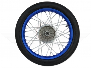 Komplettrad - 16 Zoll Blau (Felge Alu, Nabe Alu, Speichensatz verchromt) 16&quot; alle Moped-Typen
