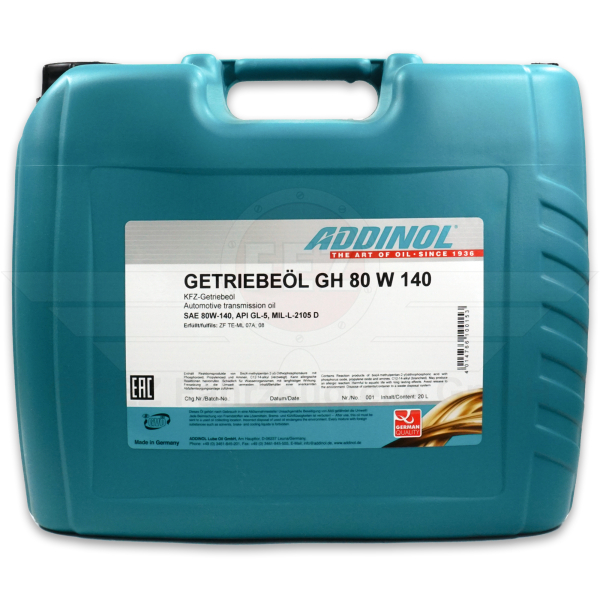&Ouml;l - Getriebe&ouml;l - SAE 80W-140 - API GL-5 - GH 80 W 140 - 20 Liter Kanister (ADDINOL)