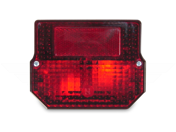 R&uuml;cklicht / Bremsschlu&szlig;kennzeichenleuchte eckig (2 Schrauben) Lichtaustritt rot mit Kennzeichenbeleuchtung (E-Pr&uuml;fzeichen) passend f&uuml;r S53, S83, SR50, SR80, ETZ125, ETZ150, ETZ251, ETZ301
