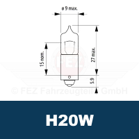 Halogenlampe - Miniaturlampe 12V 20W BA9s (H20W) 9,3x31mm Standard (Spahn)