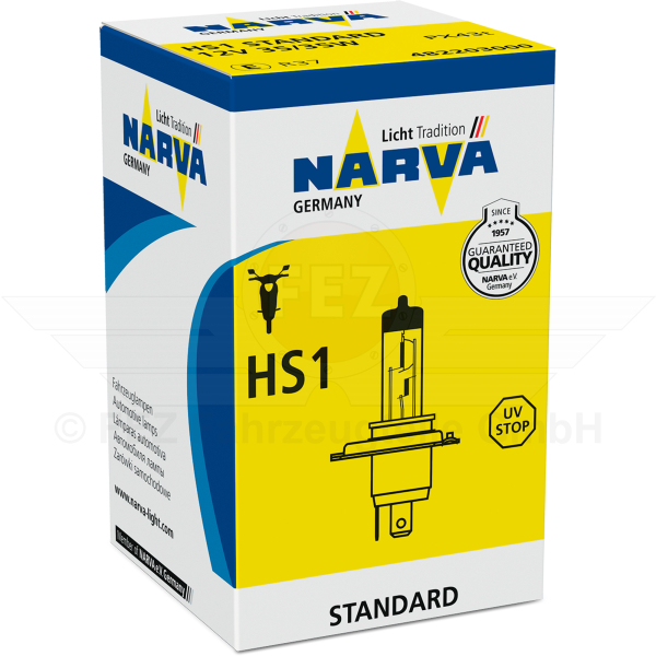 Halogenlampe - Scheinwerferlampe 12V 35/35W PX43t (HS1) Standard (C1 Handelsverpackung) passend f&uuml;r S51, S70, SR50, SR80 ab Bj. 1988, S53, S83, SR50/1, SR80/1 (NARVA)
