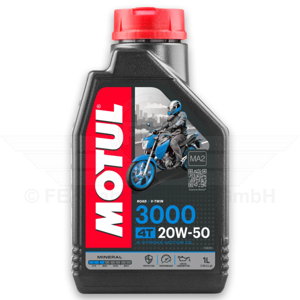 &Ouml;l - Motoren&ouml;l 4-Takt - 20W-50 - 3000 4T Mehrbereichs&ouml;l - 1 Liter Flasche (MOTUL)