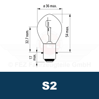 Gl&uuml;hlampe - Scheinwerferlampe 12V 35/35W BA20d (S2) Bilux-Lampe passend f&uuml;r S51, S70, S53, S83, SR50, SR80, MZ ETZ (SAP Swiss)