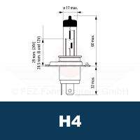 Halogenlampe - Scheinwerferlampe 12V 60/55W P43t-38 (H4) Range Power 50+ (C1 Handelsverpackung) MZ ETZ125, ETZ150, ETZ250, ETZ251, ETZ301 (NARVA)