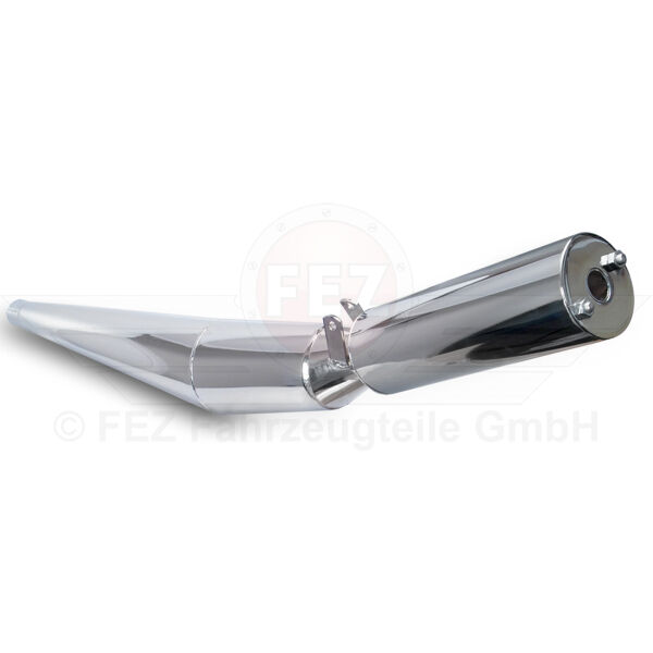 Auspuff / Auspufftopf Sport Motorrad (ohne T&Uuml;V) komplett verchromt MZ ETZ125, ETZ150