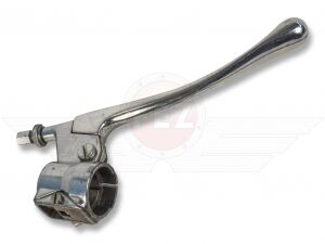Handbremshebel (rechts) mit Gelenkst&uuml;ck / Armatur f&uuml;r Trommelbremse "gerade" (Aluminium poliert) DDR-Lagerware MZ ES250, ETS250, TS250 *