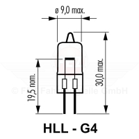 Halogenlampe - Speziallampe 12V 20W G4 350Lm HLL (NARVA)