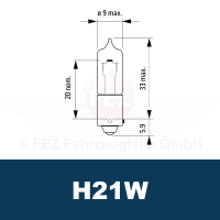 Gl&uuml;hlampe 12V 21W BAY9s H21W Standard Narva*