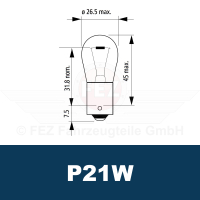 Gl&uuml;hlampe - Signallampe  6V 21W BA15s (P21W) amber / orange / gelb Standard (Jahn)