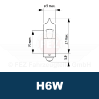 Halogenlampe - Miniaturlampe 12V 6W BAX9s (H6W) Standard (CP Handelsverpackung) NARVA