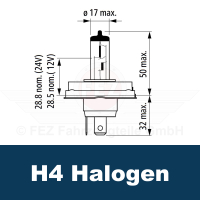 Gl&uuml;hlampe - Halogen 12V 140/100W H4 Halogen P45t Jahn*