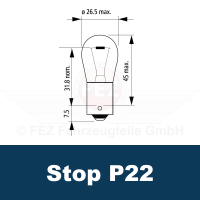 Gl&uuml;hlampe - Signallampe 12V 15W BA15s (P15W) Standard Stop P22 (Jahn)