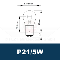Gl&uuml;hlampe - Signallampe 12V 21/5W BAY15d (P21/5W) Standard (Jahn)