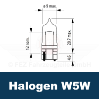 Gl&uuml;hlampe - Halogen 12V 5W W2.1x9.5d W5W Blue Narva*