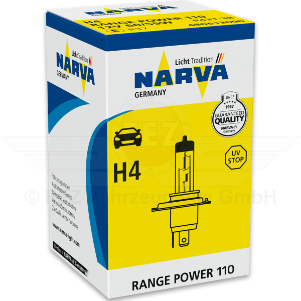Gl&uuml;hlampe - Halogen 12V 60/55W P43t-38 H4 Range Power 110 Narva*