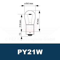 Gl&uuml;hlampe - Signallampe 12V 21W BAU15s (PY21W SilverVision) Ultimate style (B2 Doppel-Blister) Philips