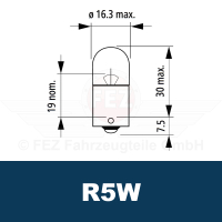 Gl&uuml;hlampe - Signallampe 12V  5W BA15s (R5W) Standard K18 kleiner Glaskolben (NARVA)