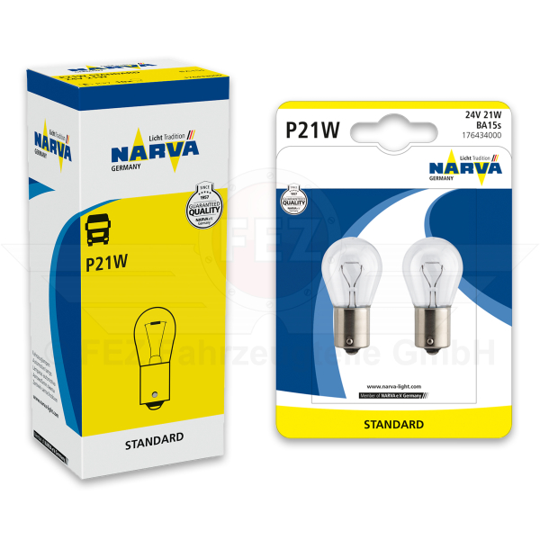 Gl&uuml;hlampe - Signallampe 24V 21W BA15s (P21W) Standard (NARVA)