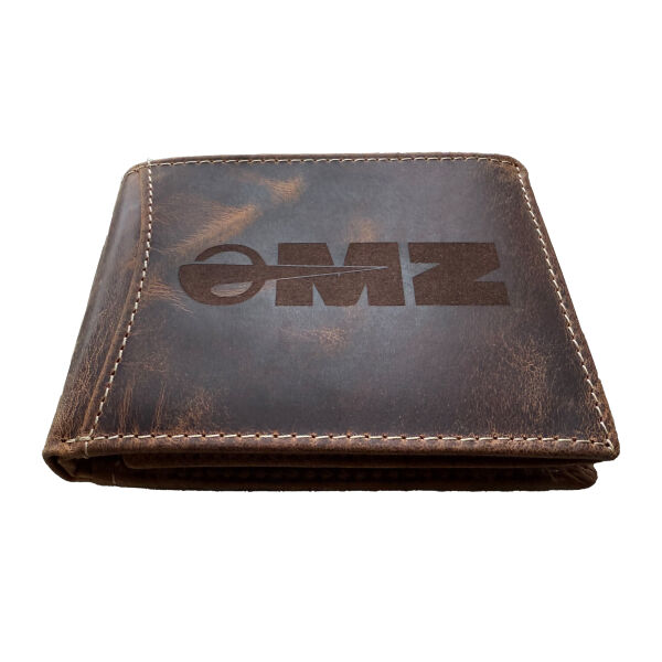 Geldb&ouml;rse Portemonnaie (Echtleder) "MZ Logo" Gravur Querformat braun